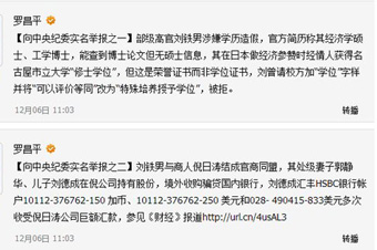 羅昌平：將公布舉報劉鐵男&ldquo;來龍&rdquo;