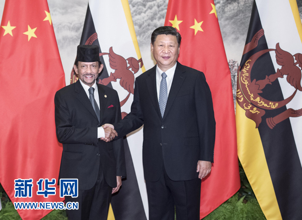 9月13日，國家主席習(xí)近平在北京人民大會堂同文萊蘇丹哈桑納爾舉行會談。 新華社記者 李濤 攝