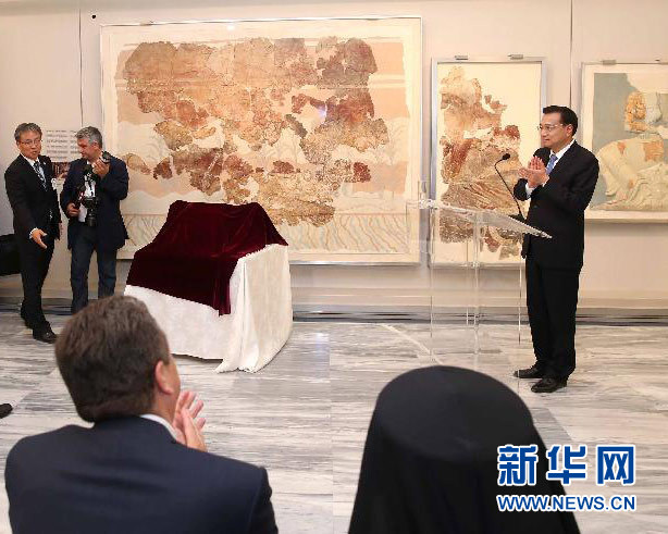 6月21日，國務(wù)院總理李克強(qiáng)與希臘總理薩馬拉斯共同出席希臘伊拉克利翁博物館新館開館儀式并發(fā)表講話。 新華社記者 龐興雷 攝 