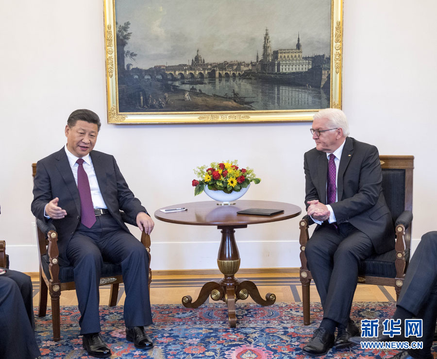 7月5日，國家主席習近平在柏林會見德國總統施泰因邁爾。 新華社記者李學仁 攝
